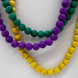 27" Solid Purple, Green and Yellow Volcanic Rock Necklace (Pack of 6)