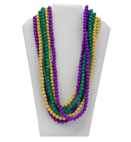 27" Solid Purple, Green and Yellow Volcanic Rock Necklace (Pack of 6)