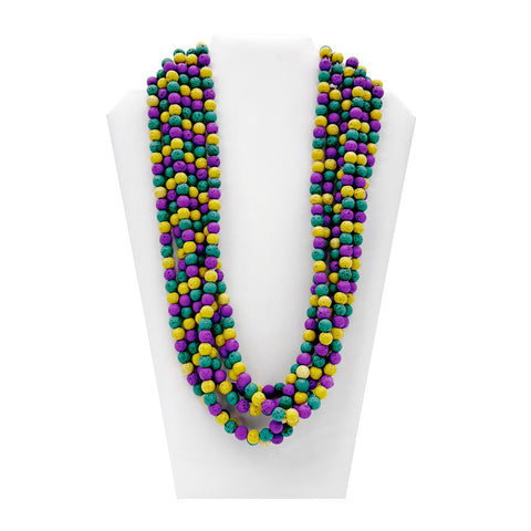 27" Purple, Green and Yellow Volcanic Rock Necklace (Pack of 6)