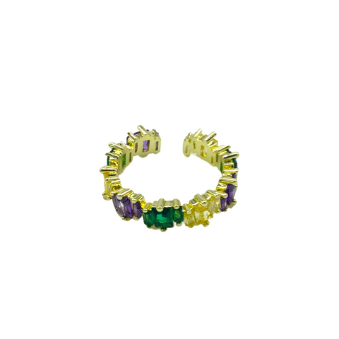 Purple, Green, and Gold Rhinestone Adjustable Ring (Each)