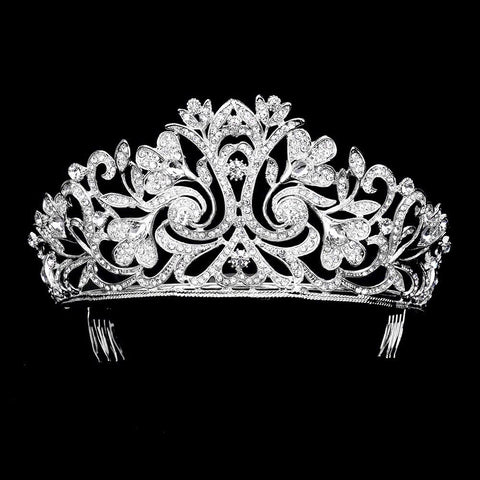 Floral Rhinestone Pageant Queen Tiara (Each)