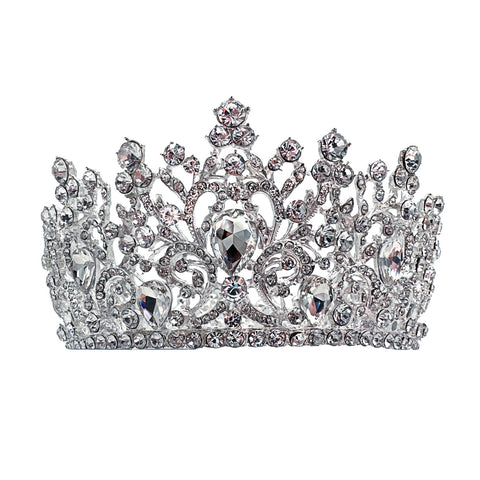 Silver Teardrop Stone Accented Queen Tiara (Each)
