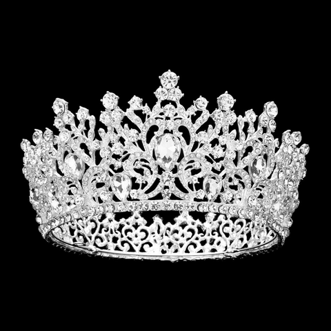 Silver Teardrop Stone Accented Queen Tiara (Each)