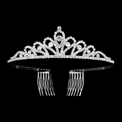 Silver Round Stone Princess Tiara (Each)