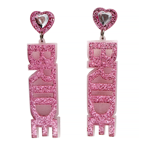Pink Glitter Bride Earrings (Pair)