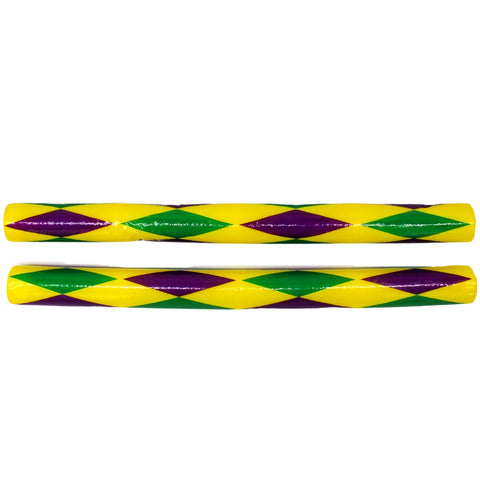 LED Foam Baton with 6 Lights and with Purple, Green and Gold Harlequin Design 18" (Each)