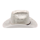 Silver Sequin LED EL Wire Cowboy Hat (Each)
