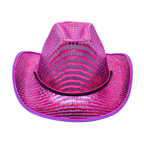 Purple Sequin LED EL Wire Cowboy Hat (Each)