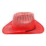 Red Sequin LED EL Wire Cowboy Hat (Each)
