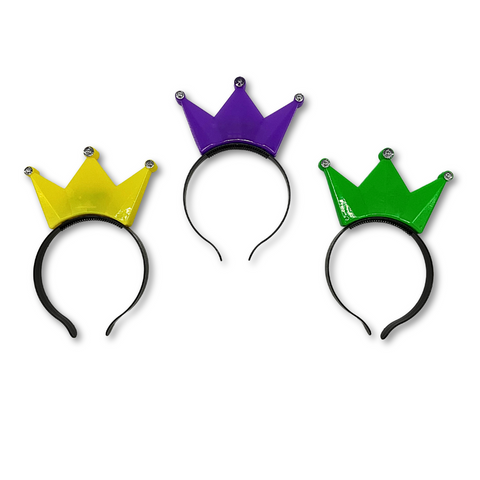 LED Crown with Clear Stones - Assorted Colors Purple, Green, and Yellow (Each)