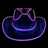 Purple Holographic LED EL Wire Cowboy Hat (Each)