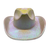 White Holographic LED EL Wire Cowboy Hat (Each)