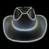 White Holographic LED EL Wire Cowboy Hat (Each)