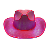 Pink Holographic LED EL Wire Cowboy Hat (Each)