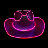 Pink Holographic LED EL Wire Cowboy Hat (Each)