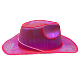 Pink Holographic LED EL Wire Cowboy Hat (Each)