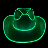 Green Holographic LED EL Wire Cowboy Hat (Each)