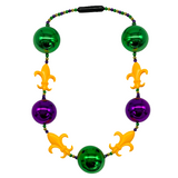 Purple, Green and Gold LED Fleur de Lis Necklace -3 Flashing Modes (Each)