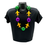 Purple, Green and Gold LED Fleur de Lis Necklace -3 Flashing Modes (Each)