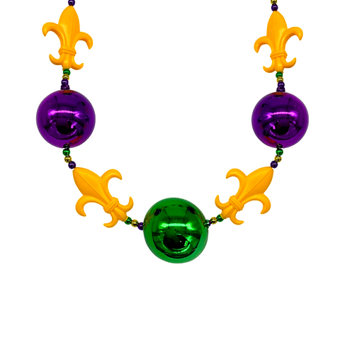 Purple, Green and Gold LED Fleur de Lis Necklace -3 Flashing Modes (Each)