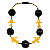 Black and Gold LED Fleur de Lis Bead Necklace -3 Flashing Modes (Each)