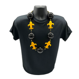 Black and Gold LED Fleur de Lis Bead Necklace -3 Flashing Modes (Each)