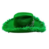 LED Green Cowboy Hat with Tiara and Feathers (Each)