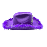 LED Purple Cowboy Hat with Tiara and Feathers (Each)