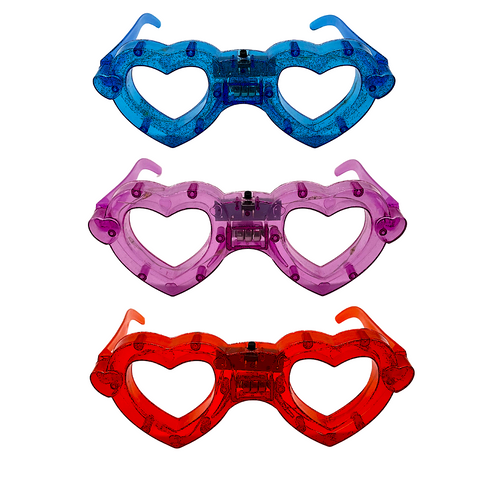 LED Heart Glasses - Assorted Colors (Each)