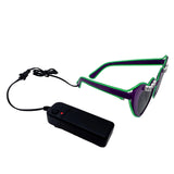 Purple Heart Mardi Gras with Green LED Sunglasses (Each)