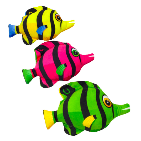 13" Plush Fish with Black Stripes - Assorted Colors (Each)