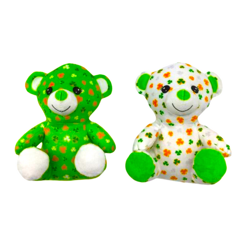 7" St. Patrick's Day Lucky Clover  Bear - Assorted Colors  (Each)