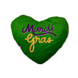 10" Plush Mardi Gras Heart Pillow with Reversible Sequins  (Each)