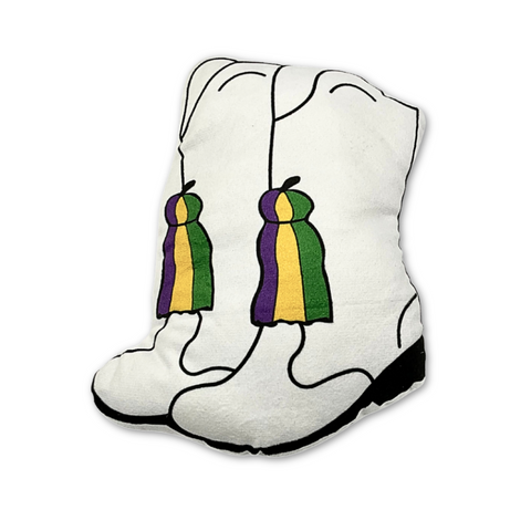 8" Mardi Gras Marching Boot Plush Pillow with Embroidered Tassel (Each)