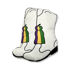 8" Mardi Gras Marching Boot Plush Pillow with Embroidered Tassel (Dozen)