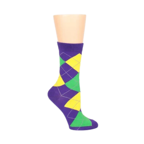 Purple, Green and Yellow Argyle Socks (Pair)