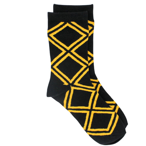 Black and Gold Geometric Socks (Pair)