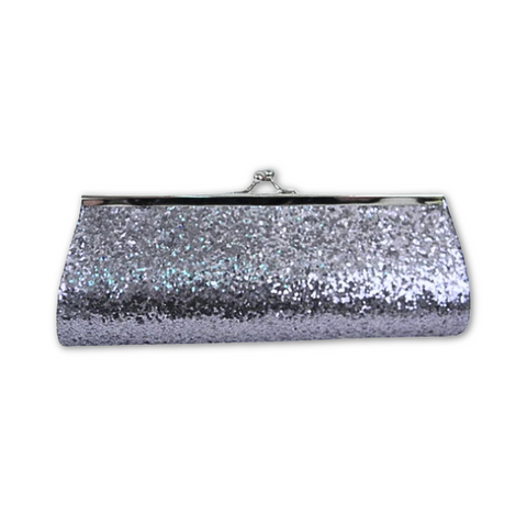 Dark Silver Metallic Clutch Purse 8" x 3" with Chain (Each)