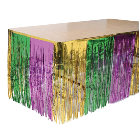 Purple, Green and Gold Metallic Table Skirt 30" x 14' (Each)