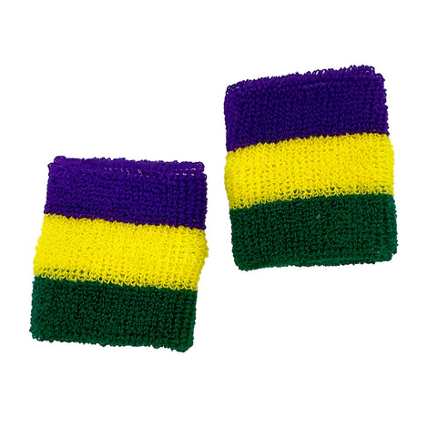 Wrist Band - Purple Green and Gold (Pair)