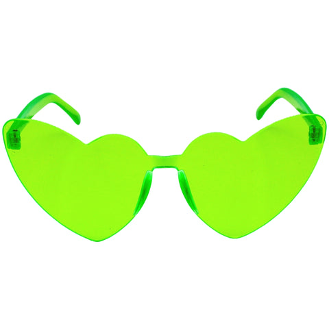 Neon Green Acrylic Heart Cat-Eye Glasses (Each)