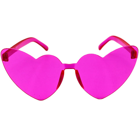 Neon Pink Acrylic Heart Cat-Eye Glasses (Each)