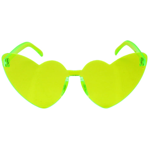 Neon Light Green Acrylic Heart Cat-Eye Glasses (Each)