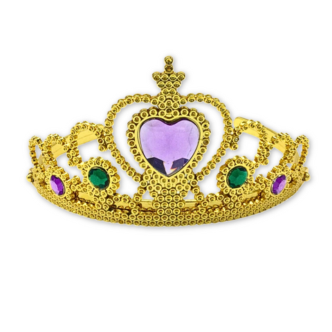 Gold Princess Tiara with Purple and Green Gems (Each)