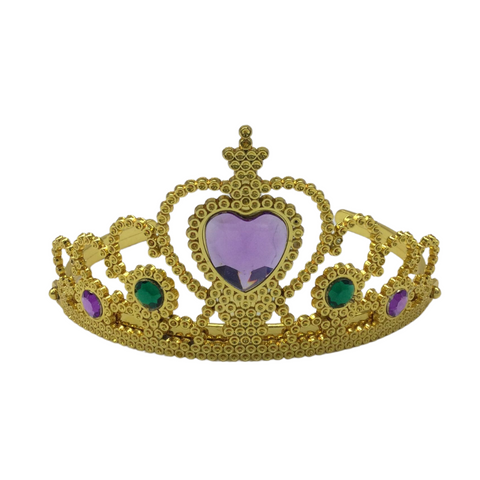 Gold Princess Tiara with Purple and Green Gems (Each)