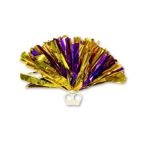 30cm Purple and Gold Foil Pom Pom with Plastic Ring Holder (Pack of 6)