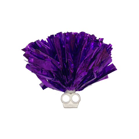 30cm Purple Foil Pom Pom with Plastic Ring Holder (Pack of 6)
