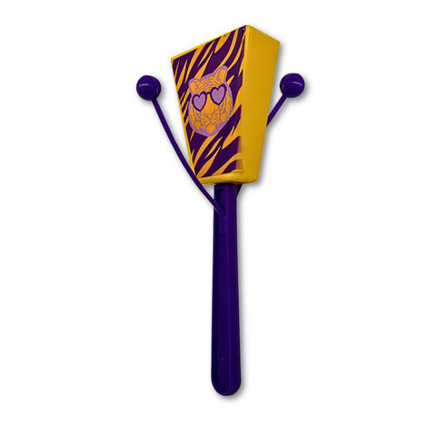 7.5" Purple and Gold Tiger Cowbell (Dozen)