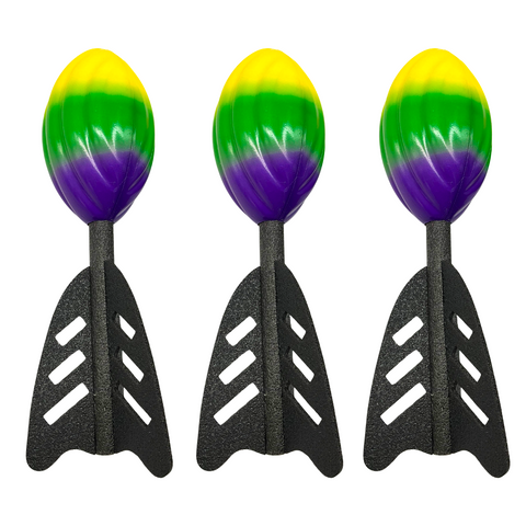 12.5" Purple, Green, and Yellow Mardi Gras Foam Rocket (Dozen)