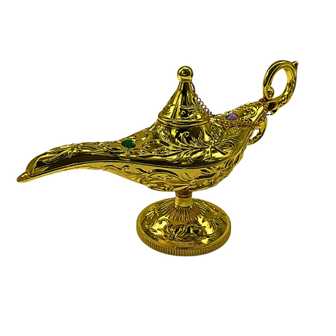 Metallic Gold Genie Lamp with Purple and Green Stones (Each)